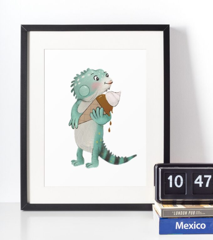 Iguana Børneplakat Fra Just Karikatur