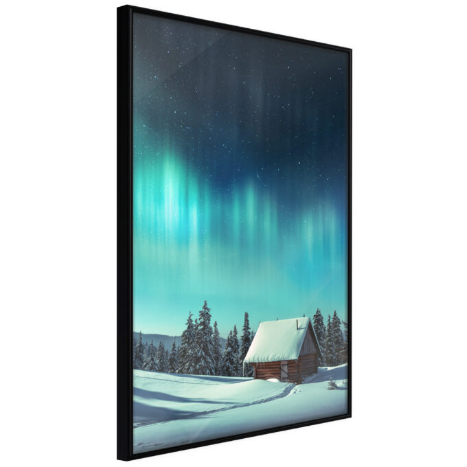 Artgeist Plakat Med Ramme Evening In The Iceland Sort Med Passepartout 30x45 Fra Artgeist