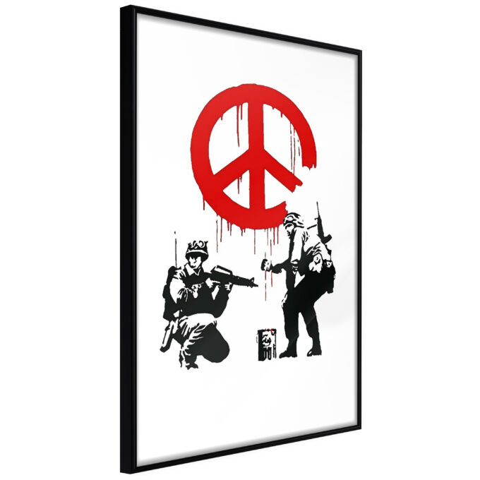 Artgeist Plakat Med Ramme Banksy Cnd Soldiers I Sort Med Passepartout 40x60 Fra Artgeist