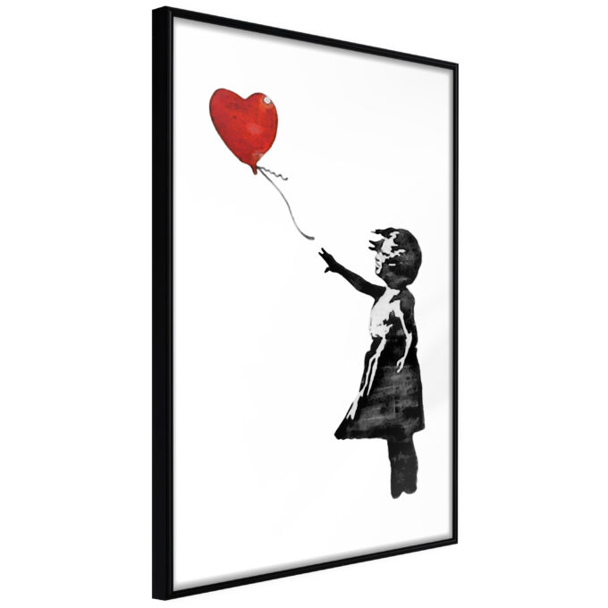 Artgeist Plakat Med Ramme Banksy Girl With Balloon Ii Guld Med Passepartout 40x60 Fra Artgeist