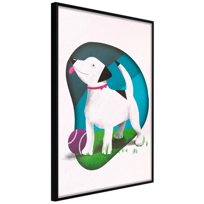 Plakat Dog And Ball 40 X 60 Cm Sort Ramme Fra Boligcenter