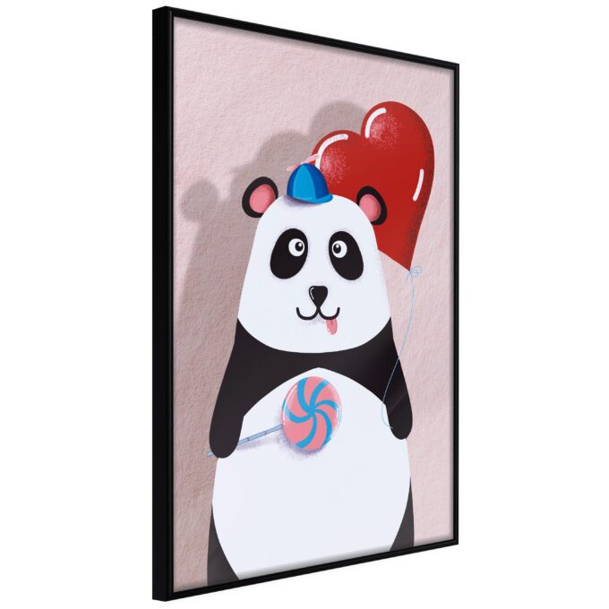 Plakat Panda With A Balloon 20 X 30 Cm Sort Ramme Fra Boligcenter