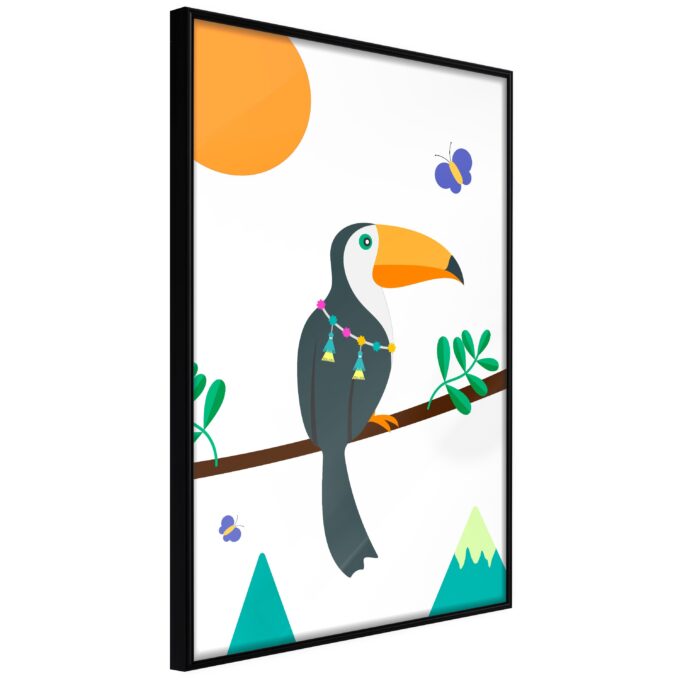 Plakat Toucan And Butterflies 40 X 60 Cm Sort Ramme Fra Boligcenter
