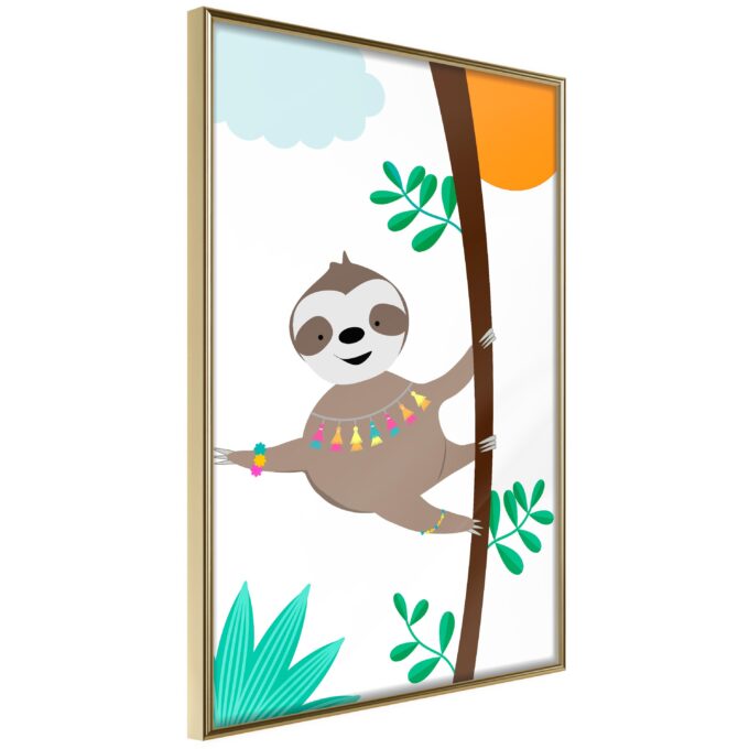 Plakat Happy Sloth 40 X 60 Cm Guldramme Fra Boligcenter