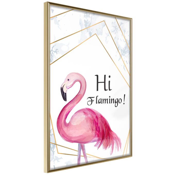 Plakat Hi Flamingo! 20 X 30 Cm Guldramme Fra Boligcenter