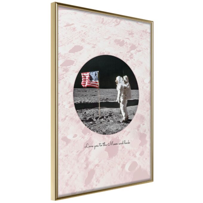 Plakat Love You To The Moon And Back 20 X 30 Cm Guldramme Fra Boligcenter