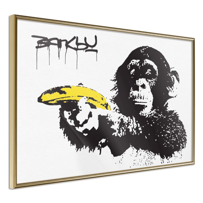 Plakat Banana Gun 90 X 60 Cm Guldramme Fra Boligcenter