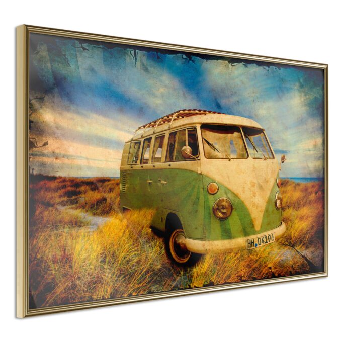 Plakat Retro Bus 45 X 30 Cm Guldramme Fra Boligcenter