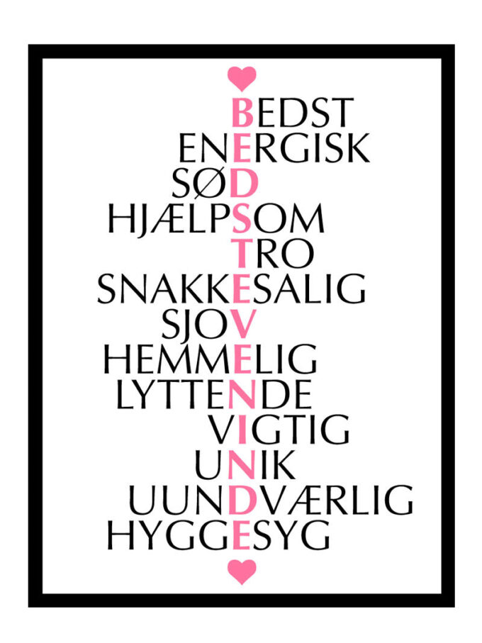 Bedste Veninde Plakat Fra Egly Design