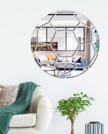 Fodbold Spejl  Selvklæbende Akryl Spejl Klistermærker  Klassisk Design  Silver  23cm