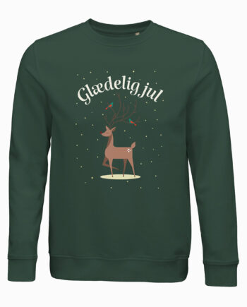 Glædelig Jul  Rensdyr  Jule Sweatshirt Med Dansk Tekst  Unisex